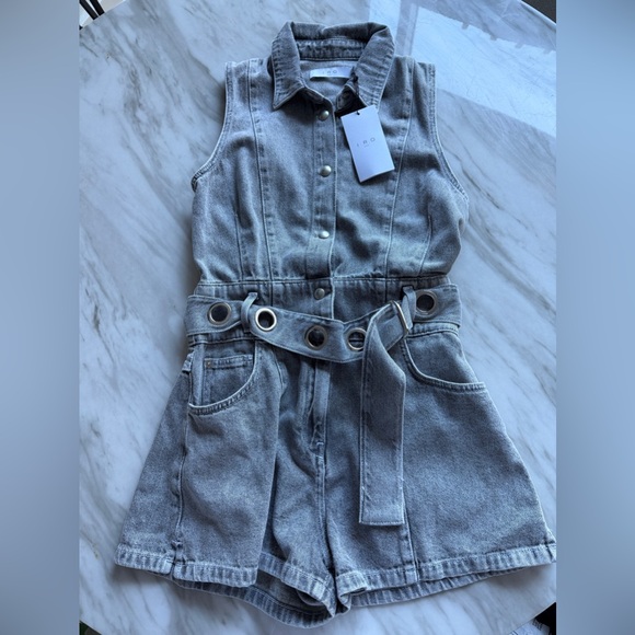NWT IRO Paris Ivali Romper in Mixed Grey, Size 36/4 - Picture 2 of 4